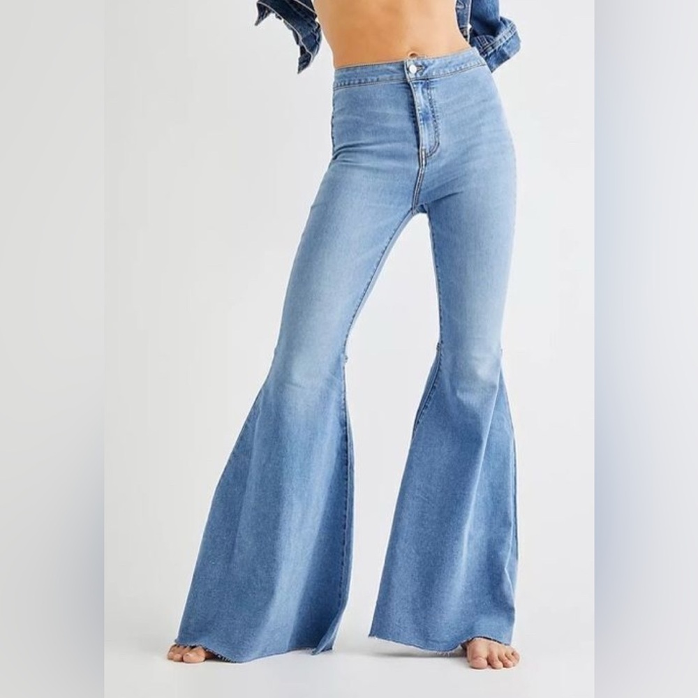 NWT Free People Just Float On Flare Blue Stretch Denim Jeans | 27